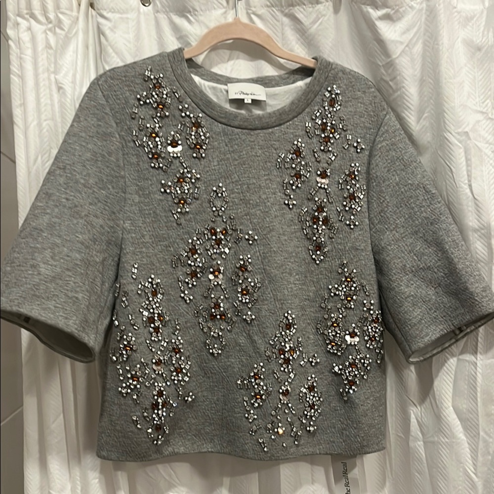 3.1 Phillip Lim Gray Embellished Women's Top